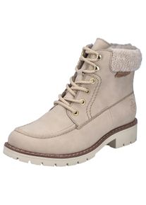 Rieker Damen Winterstiefelette, Gr. 38, beige, Lederimitat, Textil, unifarben, klassisch, Schuhe, Schnürboots, Winterboots, Blockabsatz, mit