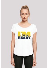 F4NT4STIC Damen T-Shirt "Spongebob Schwammkopf I'M READY - Ich bin bereit", weiß, casual, Gr. XS, Obermaterial: 100% Baumwolle, Shirts, Damen,Premium