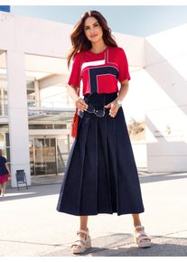 Inspirationen Damen Rundhalsshirt "Kurzarm-Shirt", bunt, Gr. 42, unifarben, gemustert, 95% Viskose, 5% Elasthan, Shirts
