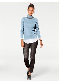 Heine Damen Rollkragenpullover "Rollkragen-Pullover", blau, Gr. 46, unifarben, 100% Baumwolle, Pullover