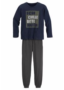 Kinder Pyjama, AUTHENTIC LE JOGGER, Gr. 134, grau, Jersey, Obermaterial: 100% Baumwolle, bedruckt, Basic, Homewear-Sets, Schlafanzug mit Spruch "Ich