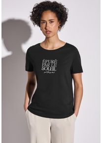 Street One Damen T-Shirt, schwarz, casual, Gr. 38, bedruckt, Web, Stoff, 50% Baumwolle, 50% Modal, Shirts, im soften Baumwoll-Mix