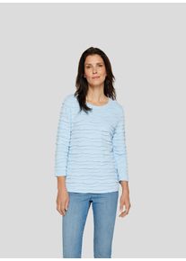 Rabe Damen Langarmshirt, blau, casual, Gr. 52, Strukturmuster, Obermaterial: 68% Viskose, 28% Polyester, 4% Elasthan, Shirts, mit Strukturmuster