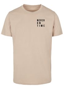MisterTee Herren Kurzarmshirt "MisterTee Damen Never On Time Tee", beige, casual, Gr. XXL, unifarben, 100% Baumwolle, Shirts