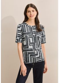 Cecil Damen Rundhalsshirt, blau, casual, Gr. L, bedruckt, Stoff, 65% Polyester, 35% Viskose, Shirts, aus softem Materialmix