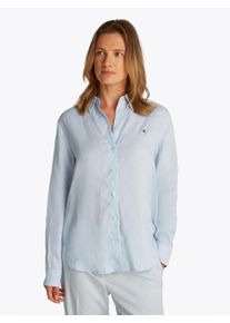 Tommy Hilfiger Damen Hemdbluse "ESS LINEN RELAXED SHIRT", blau, casual, Gr. 36, unifarben, Web, Obermaterial: 100% Leinen, Blusen, mit