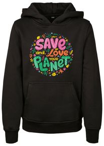MisterTee Jungen Kapuzensweatshirt "MisterTee Herren Kids Save And Love Hoody", schwarz, Gr. 158, unifarben, 65% Baumwolle, 35% Polyester, Sweatshirts