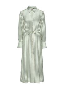 Y.A.S Damen Hemdblusenkleid "YASKAYA LS LONG SHIRT DRESS S. NOOS"birch stripes:iceberg grün stripe, modisch, Gr. 40, gestreift, Web, Obermaterial: