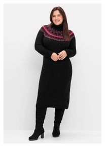sheego Damen Strickkleid "Große Größen", schwarz, feminin, Gr. 44, unifarben, Obermaterial: 49% Baumwolle, 49% Polyacryl, 2% metallisierte Fasern,