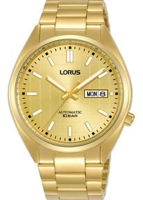 Lorus Herren Automatikuhr, gold, Armbanduhren, Armbanduhr, Herrenuhr, Damenuhr, Edelstahlarmband, Datum