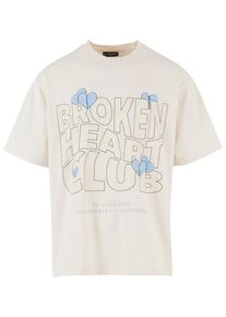 2Y STUDIOS Herren T-Shirt "2Y Studios Herren 2Y Broken Heart Club Oversize Tee", weiß, casual, Gr. S, bedruckt, 100% Baumwolle, Shirts