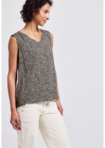 Street One Damen Blusentop, weiß, casual, Gr. 44, animal-print, Web, Obermaterial: 100% Viskose, Blusen, mit Smock-Details und Animal-Print