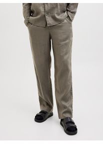 Jack & Jones JACK & JONES Herren Chinohose "JPSTKARL LAWRENCE LINEN CHINO SN", grün, modisch, Gr. XL, unifarben, Web, Obermaterial: 100% Leinen, Hosen