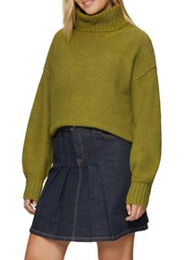s.Oliver Damen Strickpullover, grün, casual, Gr. 42, unifarben, Strick, Obermaterial: 66% Baumwolle, 32% Polyester, 2% Elasthan, Pullover, mit hohem