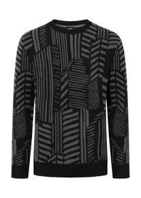 JOOP! JOOP JEANS Herren Rundhalspullover "Skyo", schwarz, modisch, Gr. XXL, mehrfarbig, gemustert, Strick, Obermaterial: 39% Baumwolle, 27% Polyamid, 25%