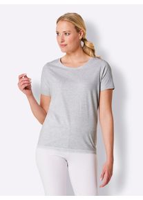 wäschepur WÄSCHEPUR Damen Pyjamaoberteil "Schlafanzug-Shirt", Gr. 36, grau, 50% Baumwolle, 50% Modal, 98% Baumwolle, 2% Polyester, unifarben, Shirts
