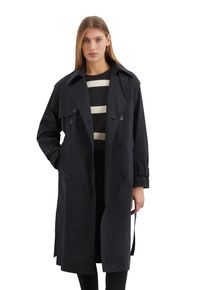 Marc O'Polo MARC O'POLO Damen Trenchcoat "aus kompaktem Twill", blau, casual, Gr. 36, unifarben, Obermaterial: 60% Baumwolle, 37% Polyamid, 3% Elasthan; Füllung: