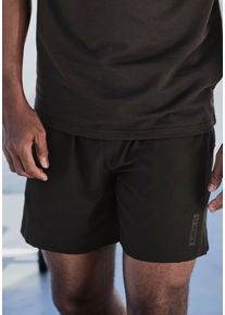 Le Jogger Herren Shorts, schwarz, sportlich, Gr. S, unifarben, Mesh, bedruckt, Obermaterial: 88% Polyester, 12% Elasthan, Hosen, mit seitliche