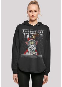 F4NT4STIC Damen Kapuzenpullover "Tom und Jerry Christmas Fair Isle", schwarz, casual, Gr. M, Obermaterial: 100% Baumwolle, Pullover, Print
