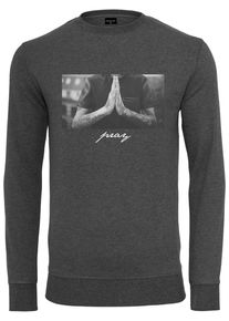 MisterTee Herren Rundhalspullover "MisterTee Herren Pray Crewneck", grau, casual, Gr. M, unifarben, 60% Baumwolle, 40% Polyester, Pullover