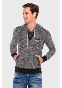 Cipo & Baxx CIPO & BAXX Herren Kapuzenpullover "Sweatshirt", grau, casual, Gr. XL, meliert, 100% Baumwolle, Pullover, mit melierten Design