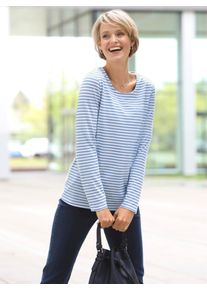 Classic Basics Damen Langarmshirt "Ringelshirt", blau, Gr. 50, gemustert, gestreift, 100% Baumwolle, Shirts