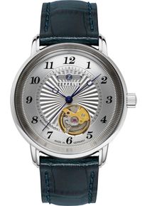 Zeppelin Damen Automatikuhr "Friedrichshafen Lady Open Heart"dunkelblau, silberfarben, Armbanduhren, Armbanduhr, Damenuhr, Made in Germany,