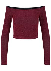 Urban Classics Damen Longsleeve "Urban Classics Damen Ladies Off Shoulder Glitter Longsleeve", rot, klassisch, Gr. 5XL, unifarben, 96% Polyester, 4%
