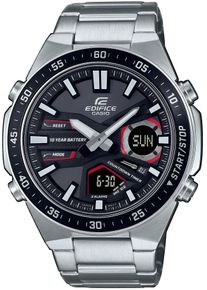 CASIO EDIFICE Herren Chronograph, silber, Armbanduhren, Quarzuhr, Armbanduhr, Herrenuhr,Edelstahlarmband,bis 10bar wasserdicht