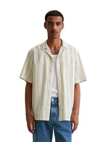 Marc O'Polo Herren Kurzarmhemd "aus reiner Bio-Baumwolle", weiß, casual, Gr. L, MARC O'POLO DENIM, gestreift, Obermaterial: 100% Baumwolle, Hemden