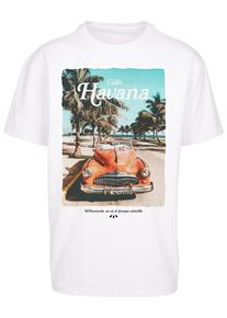 MisterTee Herren T-Shirt "MisterTee Unisex Havana Vibe Oversize Tee", weiß, casual, Gr. L, unifarben, 100% Baumwolle, Shirts
