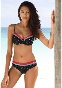 Lascana Damen Bikini-Hose "Monroe", schwarz, Basic, Gr. 36, bedruckt, Polyamid, Badehosen, In etwas höher geschnittener Form.