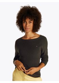 Tommy Hilfiger Damen Strickpullover "CO CARDI FINE GG LS BOAT-NK SWT", schwarz, casual, Gr. XXXL, unifarben, Strick, Obermaterial: 100% Baumwolle,