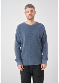 Cleptomanicx Herren Strickpullover "Boxy Crewneck Thermal", blau, casual, Gr. L, unifarben, 100% Baumwolle, Pullover, im lockeren Schnitt