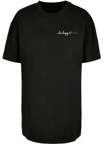 Merchcode Herren T-Shirt "Merchcode Damen Ladies Be Happy Oversized Boyfriend Tee", schwarz, casual, Gr. 5XL, bedruckt, 100% Baumwolle, Shirts