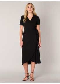 Base Level Damen Wickelkleid "Yvie", schwarz, feminin, Gr. 48, unifarben, Jersey, Obermaterial: 94% Viskose, 6% Elasthan, Kleider, In bequemer,