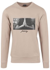 MisterTee Herren Rundhalspullover "MisterTee Herren Pray Crewneck", beige, casual, Gr. XS, unifarben, 60% Baumwolle, 40% Polyester, Pullover