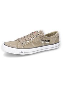 Herren Slip-On Sneaker, Dockers by Gerli, Gr. 50, beige, Textil, washed, casual, Schuhe, Freizeitschuh, Retro Sneaker, Fake Schnürung, in cooler