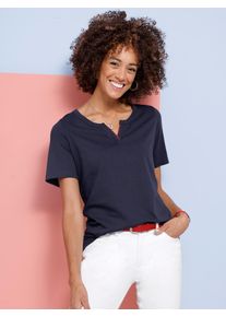 Classic Basics Damen Kurzarmshirt "Kurzarm-Shirt", blau, Gr. 54, unifarben, 100% Baumwolle, Shirts