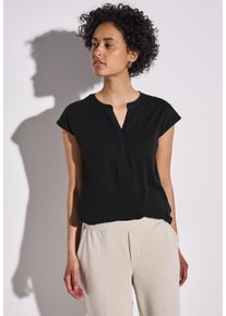 Street One Damen T-Shirt, schwarz, casual, Gr. 36, unifarben, Web, 100% Baumwolle, Shirts, aus reiner Baumwolle