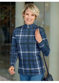 Classic Basics Damen Stehkragenshirt "Stehkragen-Shirt", blau, Gr. 42, gemustert, kariert, mehrfarbig, 100% Baumwolle, Shirts