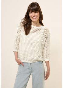 Cecil Damen Strickpullover, weiß, casual, Gr. XL, unifarben, Web, 100% Baumwolle, Pullover, Grobstrick