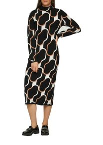 Damen Strickkleid, schwarz, casual, Gr. 38, s.Oliver BLACK LABEL, bedruckt, Strick, Obermaterial: 62% Viskose, 38% Polyester, Kleider, 3/4 lang, mit