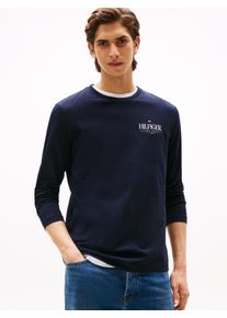 Tommy Hilfiger Herren Longsleeve "HILFIGER STACK LS TEE", blau, casual, Gr. XXL, Single Jersey, Obermaterial: 100% Baumwolle, Shirts,