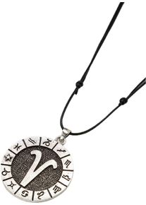 Firetti Damen Kette mit Anhänger "Schmuck Geschenk Edelstahl Leder Halsschmuck Halskette Sternzeichen", Widder, Edelstahl-Leder, L: 80cm B: 2mm,