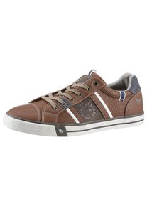 Mustang Shoes Herren Sneaker, Gr. 41, braun, Lederimitat, sportlich, Schuhe, mit kontrastreichen Details, Freizeitschuh, Halbschuh, Schnürschuh