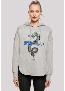 F4NT4STIC Damen Kapuzenpullover "Drache Japan", grau, casual, Gr. S, Obermaterial: 100% Baumwolle, Pullover, Print