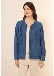 Cecil Damen Blouson, blau, casual, Gr. XS, unifarben, Stoff, 100% Lyocell, Jacken, mit Elastiksaum