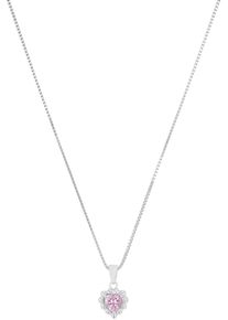 Amor Damen Kette mit Anhänger "Herz, 2021303", Silber 925 (Sterlingsilber), L: 38cm B: 0,9mm, rosa, Silber 925 (Sterlingsilber), B:0,9mm, Halsketten,