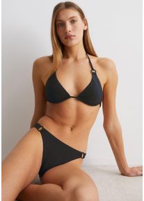 Marc O'Polo MARC O'POLO Damen Triangel-Bikini-Top "Summer Blacks", schwarz, casual, Gr. XS, unifarben, Polyamid, Elasthan, Bikini-Oberteile, mit texturierter